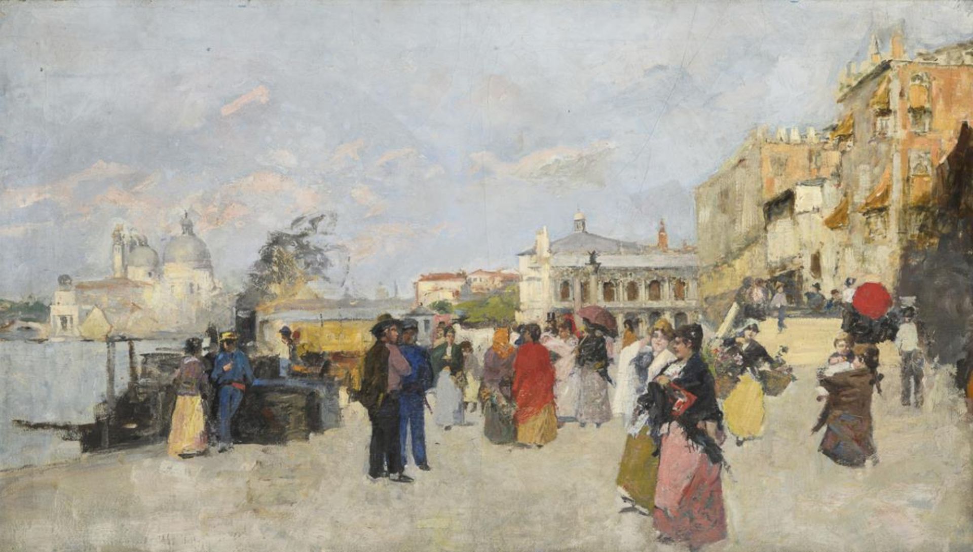 Italienischer Impressionist: "Venedig von der Riva degli Schiavoni".