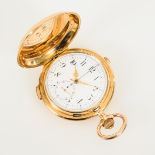 Goldene Savonnette mit Viertelstundenrepetition und Chronograph.