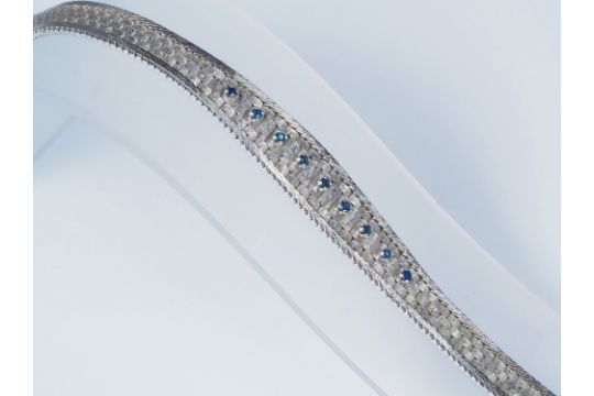 Bracelet with small sapphires, 14K white gold (tested) - Image 1 of 5