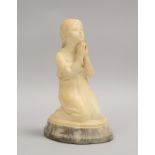 Felling, Alabaster-Skulptur, &#039;Betende&#039;, verso signiert, Figur auf Marmorsockel; H&ouml;he