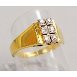 Ring, 585 GG/WG (gest.), mit 6x Achtkant-Diamanten; RG 58, Gew. 3,10 g