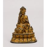 Kleine Bronzeskulptur (China, Qing-Dynastie), 'Buddha-Figur'; Höhe 6,5 cm