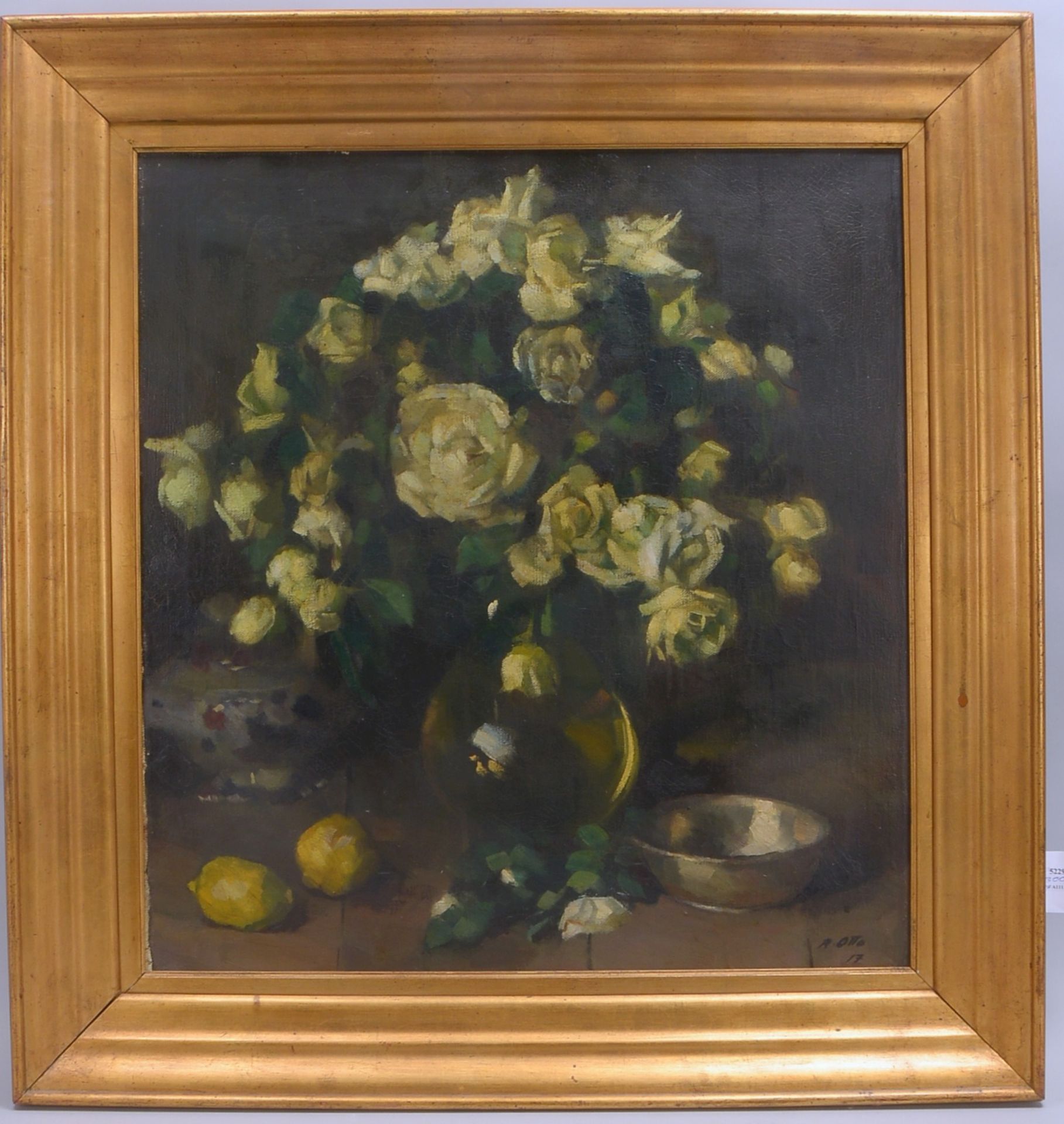 Otto, Rudolf, 'Stillleben mit Zitronen und weißen Rosen', Öl/Lw, unten re. sign./dat. (19)'17'