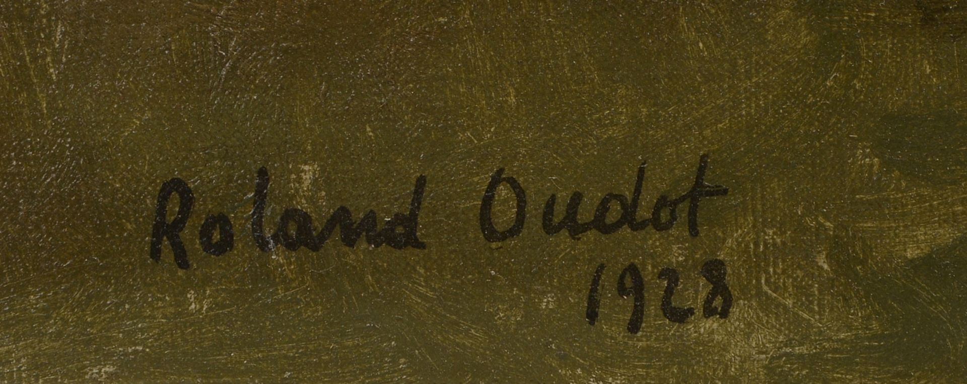 Oudot, Roland, 'Baum am Teich', Öl/Lw, unten li. sign./dat. '1928'; Maße 46 x 55 cm - Bild 2 aus 3