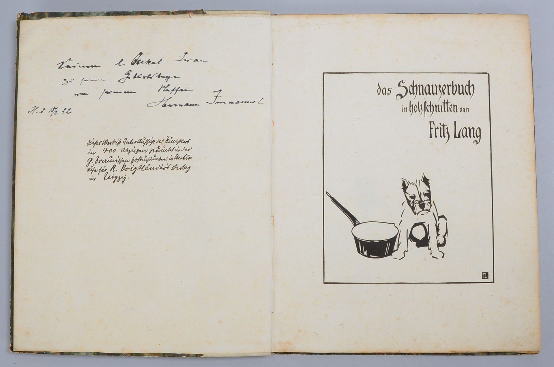 Lang, Fritz (1877 - 1961), &#039;Schnauzer-Buch&#039;, limit. Aufl. 400 St&uuml;ck, vollst&auml;ndig - Image 2 of 4