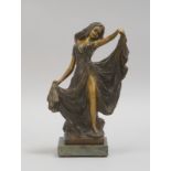 Bronzeskulptur, &#039;T&auml;nzerin&#039;, verso sign., Figur auf Marmorsockel; H&ouml;he 24 cm