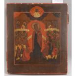 Ikone, &#039;Muttergottes mit dem Jesuskind und Heiligen&#039;, Eitempera/Holz, kyrill. bez.