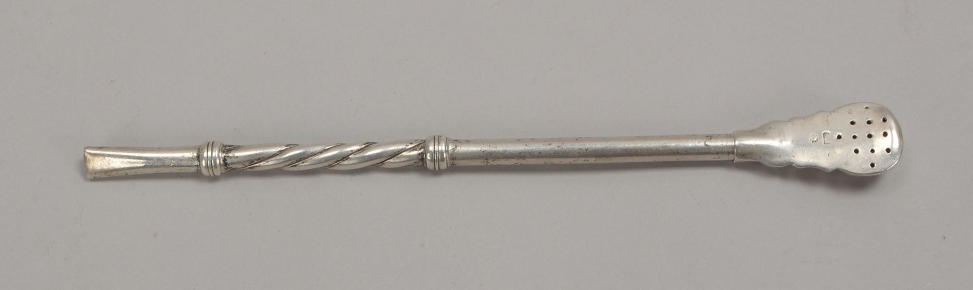 Trinkhalm f&uuml;r Mate-Tee, 800 Silber; L&auml;nge 21 cm, Gewicht 38 g
