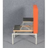 COR, Designer-Hocker, Metallgestell mit Buche/Schichtholz, orangef. Stoffbezug