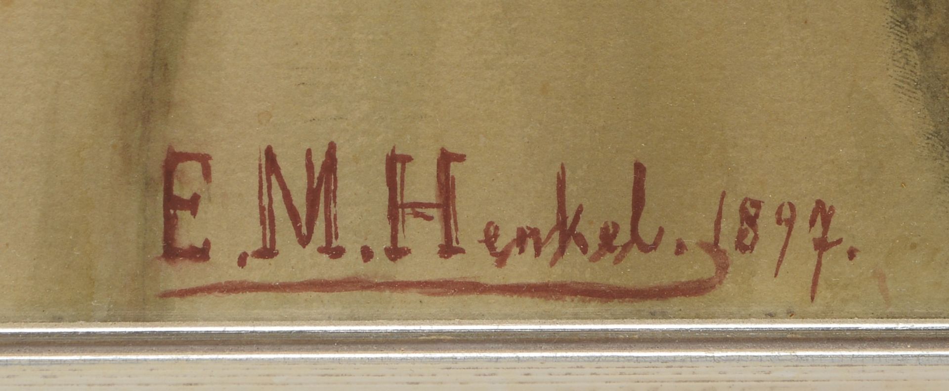 Henkel, E.M., 3 Aquarelle (um 1897), 'Portraitdarst.', jew. sign./dat., hinter Glas - Bild 2 aus 2