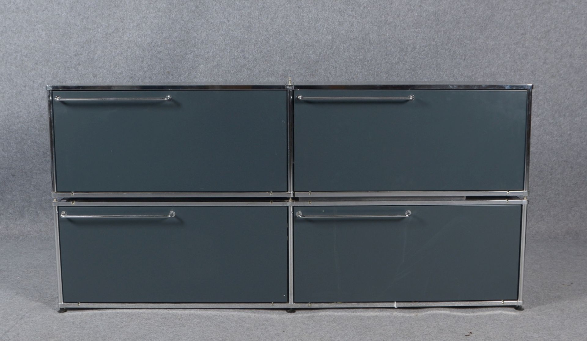 Berner Huwil, Lowboard, Stahl/Chrom, mit 4x Klappschubladen/oben, anthrazitgrau - Bild 2 aus 3