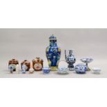 14 Porz.-Teile: Vasen, Schalen, u.a. - versch. Ausf./Zustände; Höhe bis 38 cm, Ø bis 15,5 cm