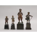 4 kl. Bronzefiguren (Hans Keck, E. Beck, u.a.), &#039;Jungen - Charakterdarst.&#039;, teils sign.