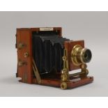 Antike Plattenkamera, &#039;The 1890 Instantograph Patent&#039;, Mahagoni, Messing, Glas