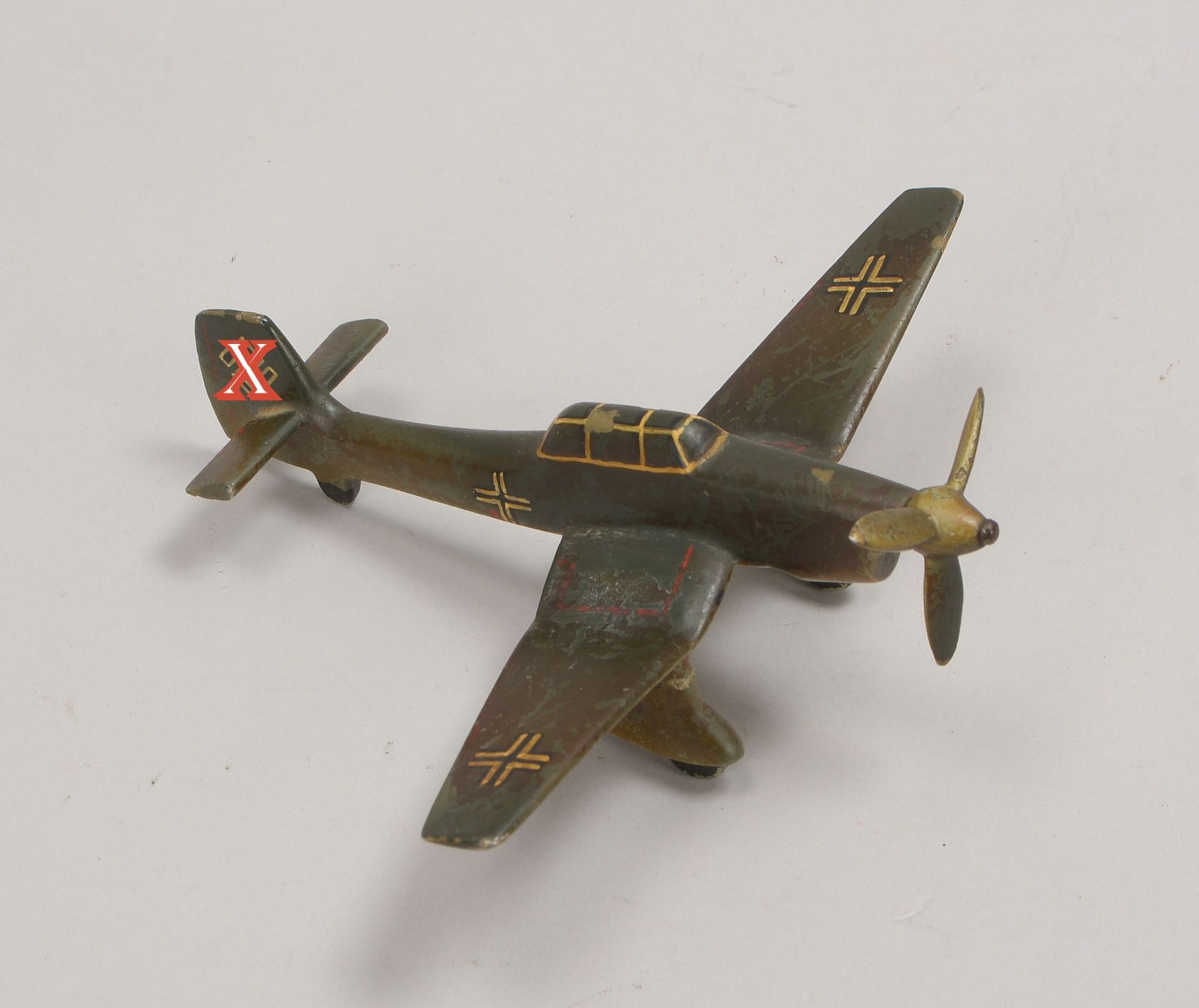 Flugzeugmodell ('II. WK'), alt, Junkers 'JU 87 B', Metall-/Aluguss(?), komplett; Länge ca. 16,5 cm