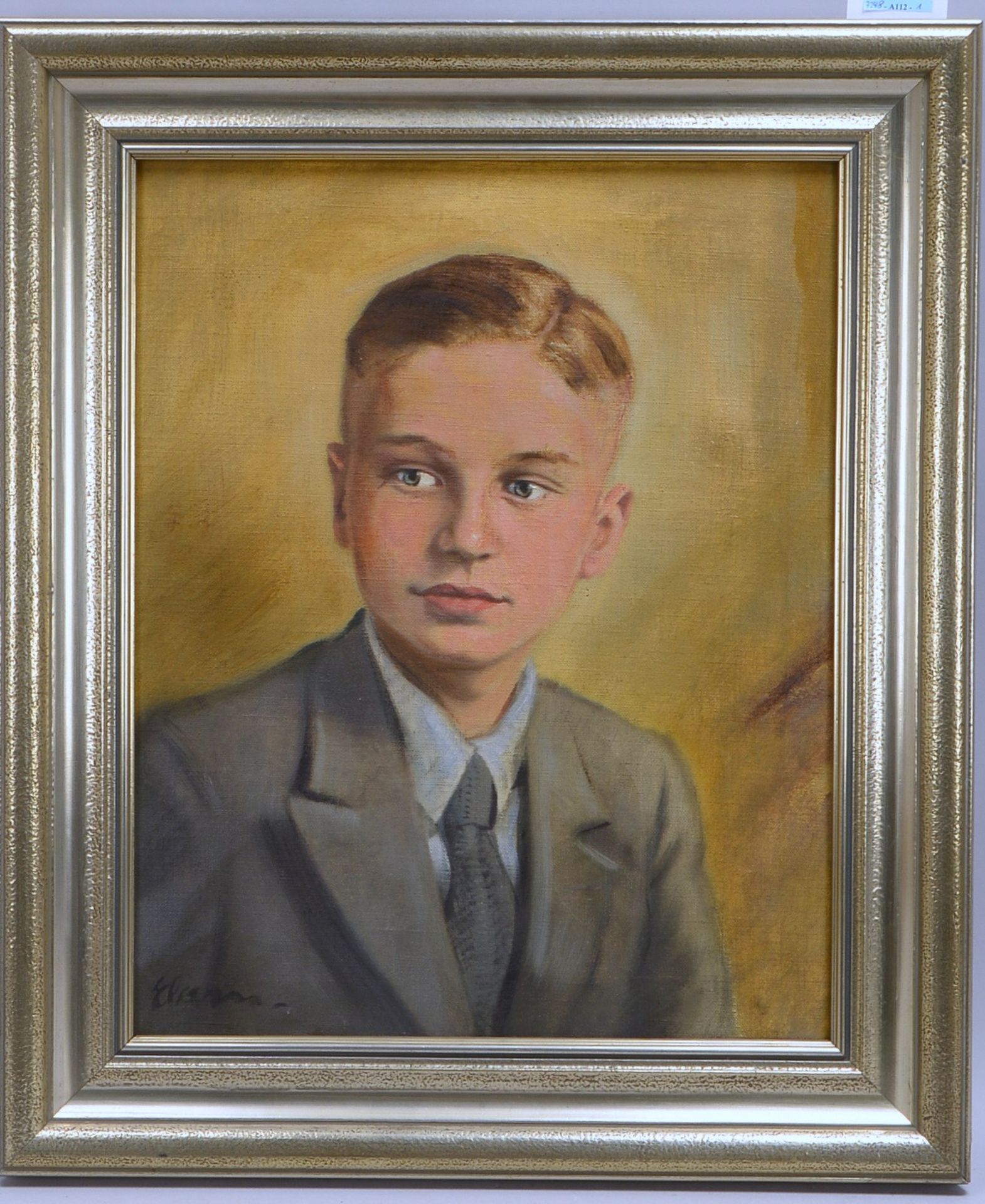 Gemälde, 'Kinderportrait', Öl/Lw, unten li. sign.; Rahmenmaße 64 x 54 cm