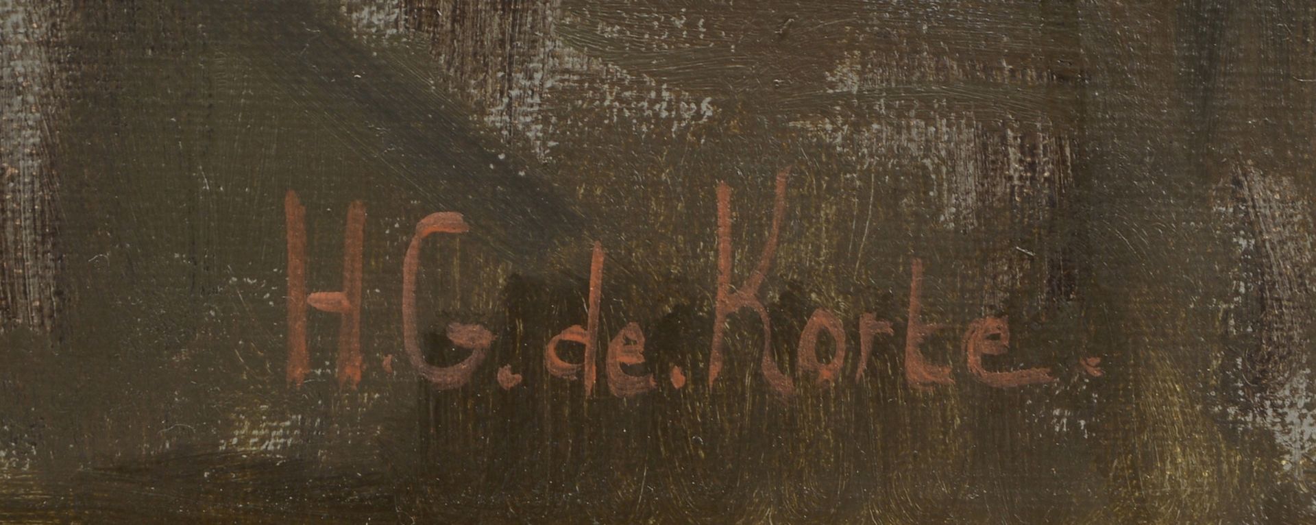 de Korte, Hendrikus Gerardus, &#039;Belebte Stra&szlig;enszene&#039;, &Ouml;l/Lw, unten rechts sign. - Image 2 of 3