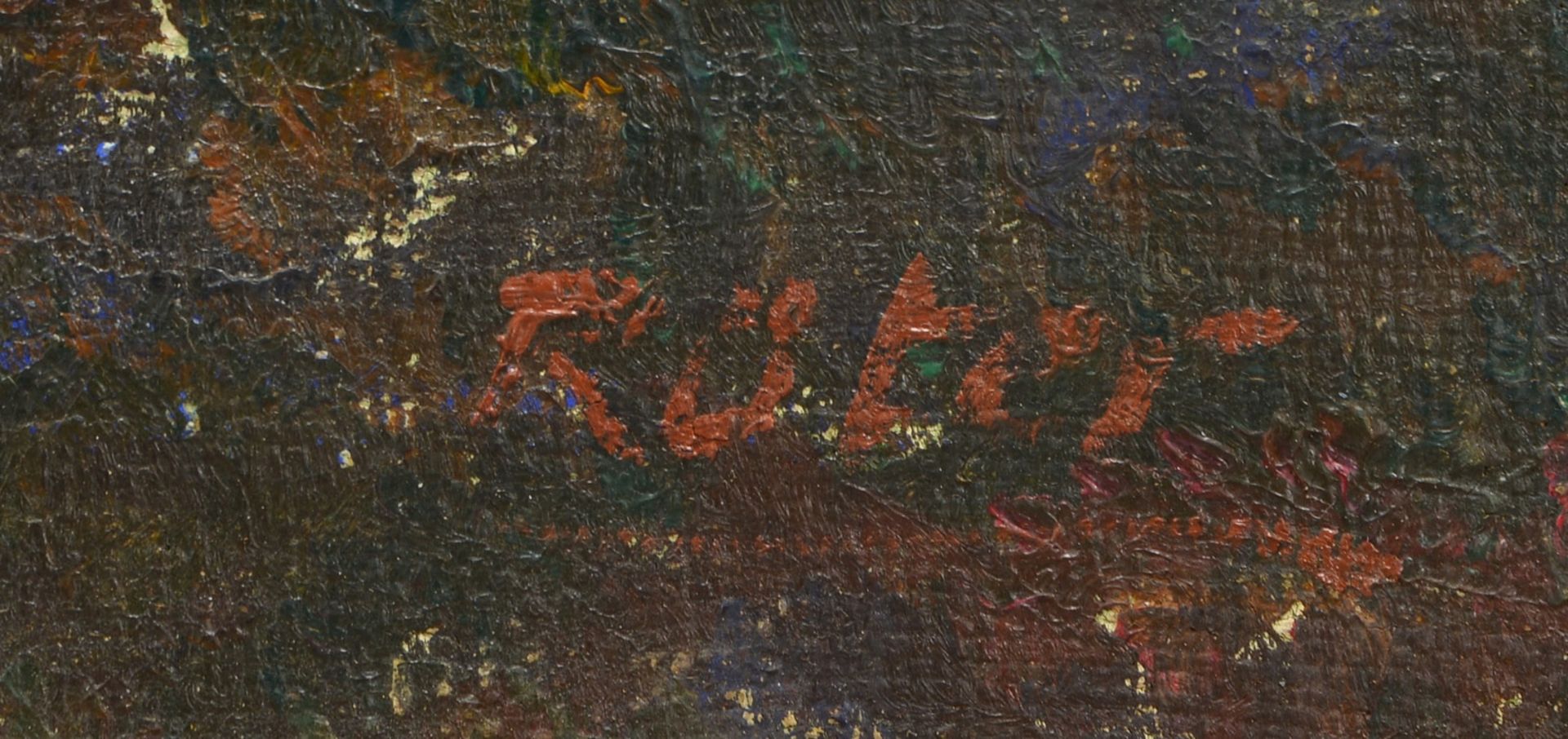 R&uuml;ter, Heinrich, &#039;Feldweg&#039;, &Ouml;l/Lw, unten re. sign.; Rahmenma&szlig;e 98 x 118 cm - Image 2 of 3
