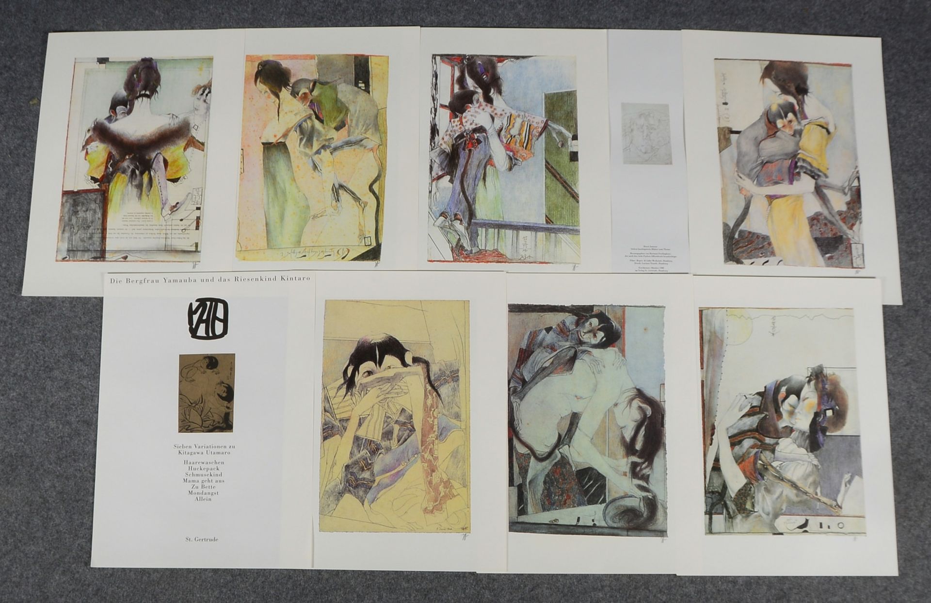 Janssen, Horst, &#039;Kitagawa Utamaro&#039; - 7 Reprod./8-Farben-Offset, jew. sign., in Mappe