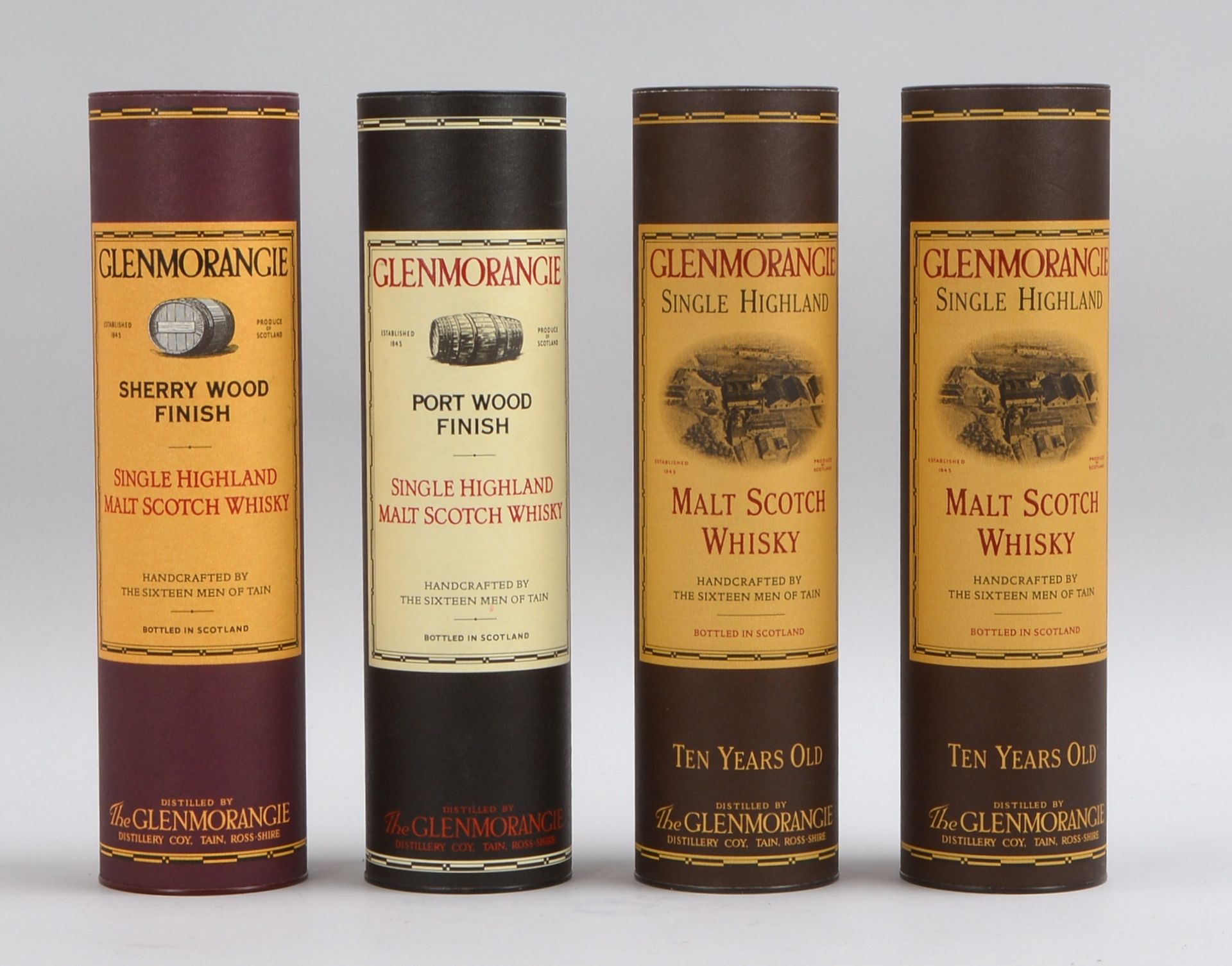 Sammler-Whisky, 4 Flaschen: 4x Glenmorangie-Scotch, in original Verpackung