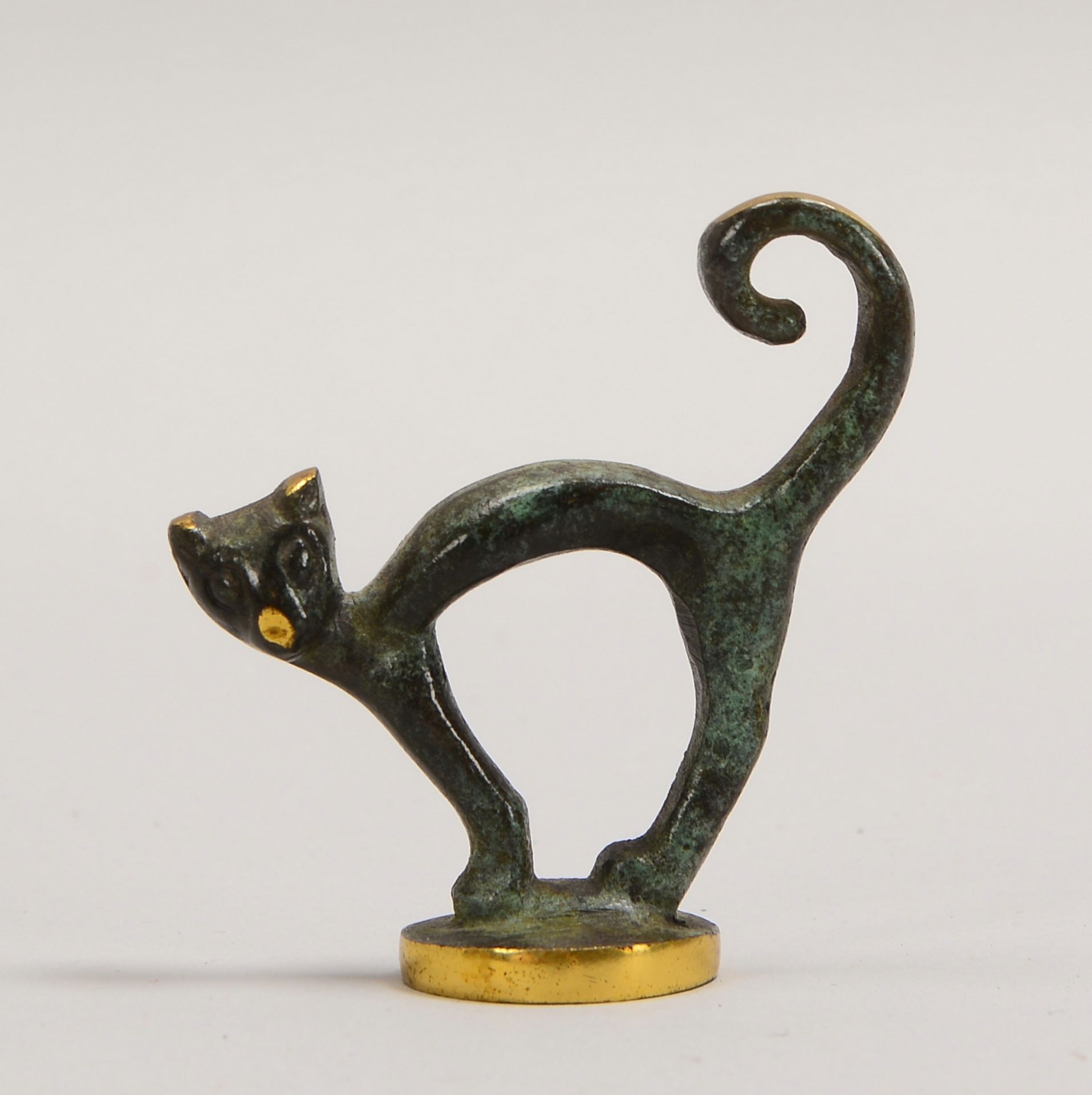 Bosse, Walter, kleine Bronzefigur, 'Katze', 2-farbig; Höhe 6,5 cm