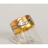 Georg Jensen, 'Fusion-Ring', 750 Gold/tricolor (gest.), 3x Ringe/mit kl. Brill.; Gew. 14,60 g