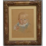 Linde-Walther, Heinrich, &#039;Kinderportrait&#039;, Kreidepastell, sign., unter PP hinter Glas ger.