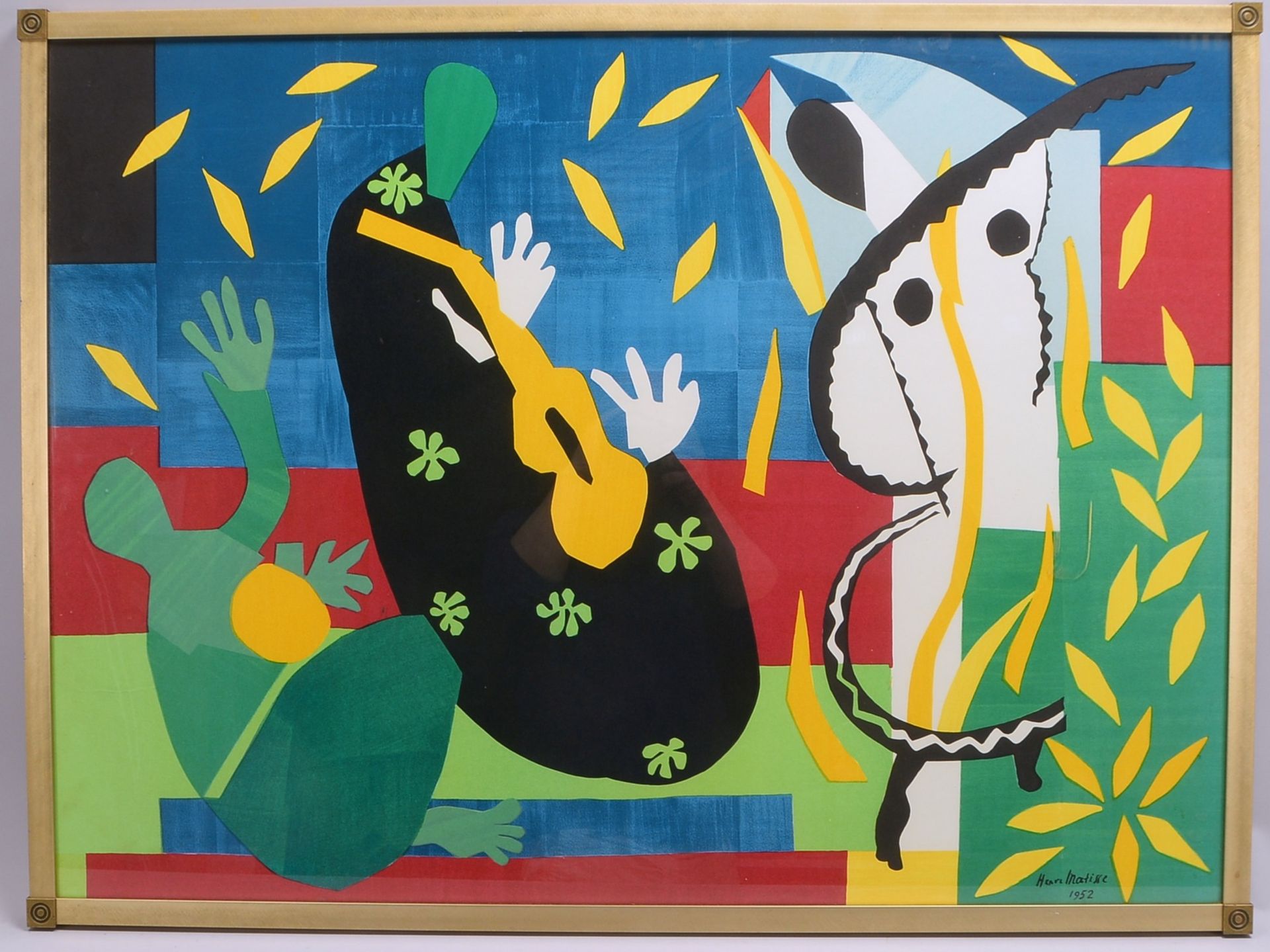 Druck (nach Henri Matisse), 'Tristesse du roi', hinter Glas; Rahmenmaße 78 x 105 cm