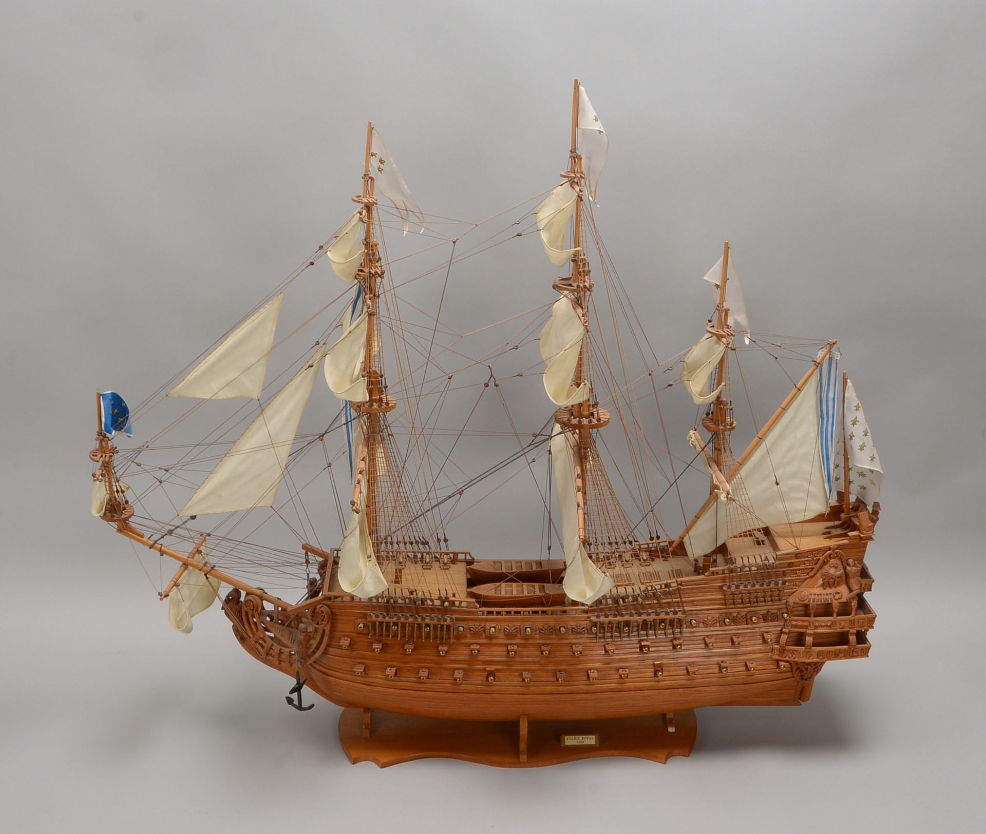 Gr. Schiffsmodell (1869), 'Soleil Royal', handgearbeitetes Holzmodell, kompl. - guter Zust.