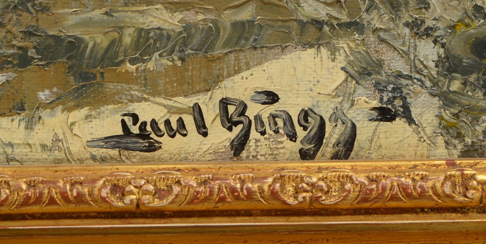 Bingg, Paul, 'Seenlandschaft', Öl/Lw, sign., im Prunkrahmen; Rahmenmaße 55 x 72 cm - Bild 2 aus 3