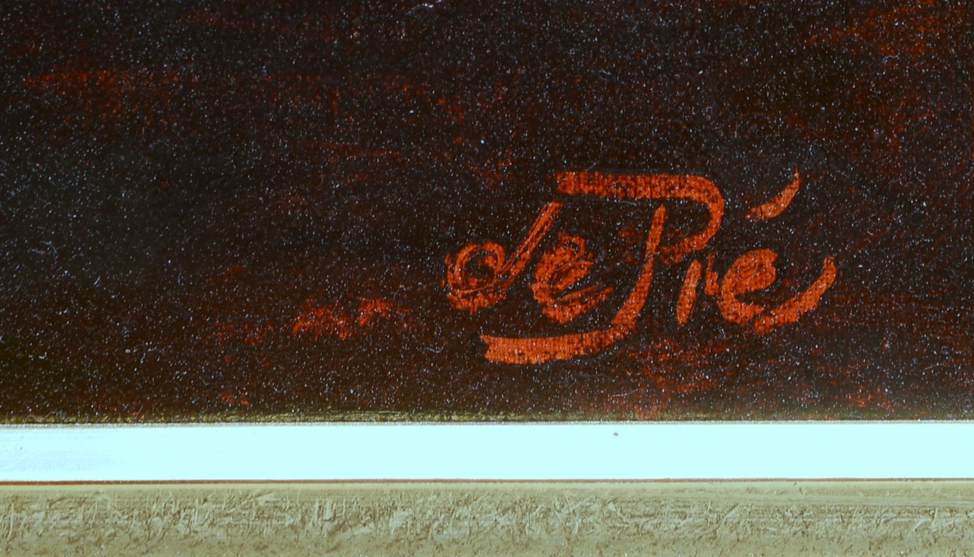 de Pré, Willi, 'Im Weinkeller', Öl/Lw, unten rechts signiert; Rahmenmaße 89 x 78,5 cm - Bild 2 aus 3