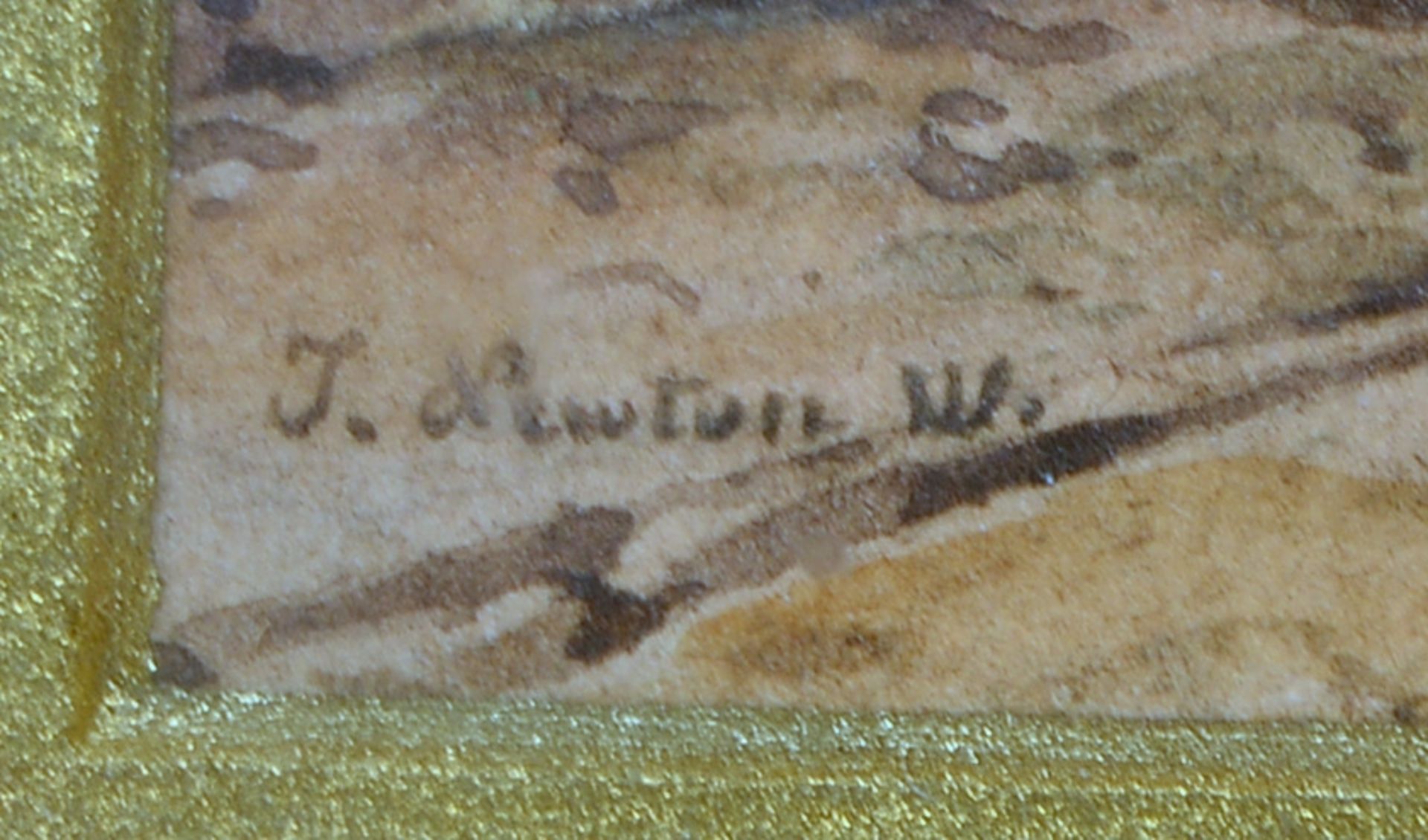 Newton, John, &#039;Romant. Landschaft und Stadttor&#039;, Aquarell, sign., unter PP hinter Glas - Image 2 of 2