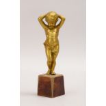 Kleine Bronze, &#039;Knabenfigur&#039;, unsigniert, auf Steinsockel; H&ouml;he 16 cm