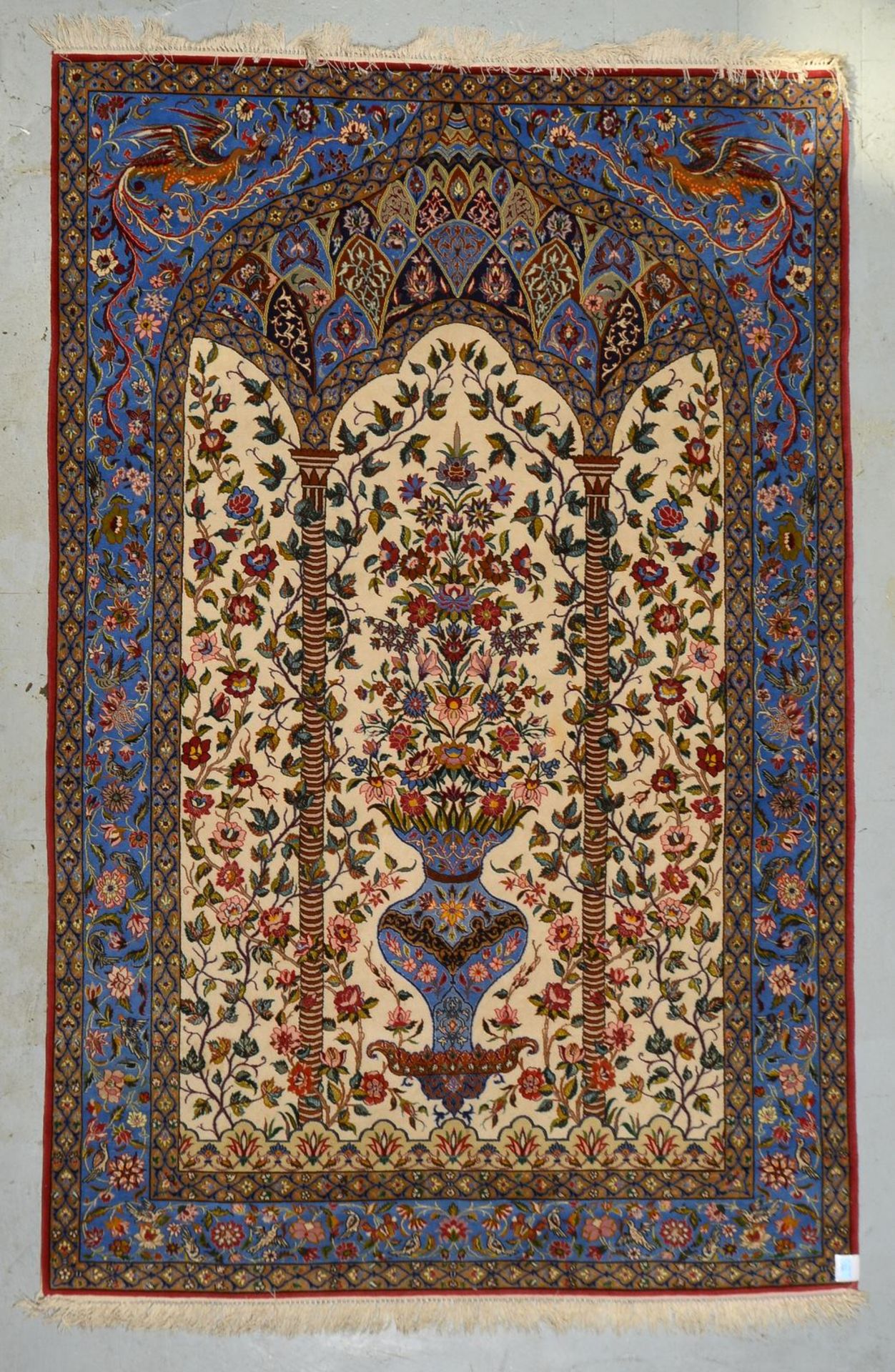 Isfahan, Korkwolle auf Seide/mit Seidenant., sehr feine Kn., ca. 900.000 Kn./qm - Bild 2 aus 6