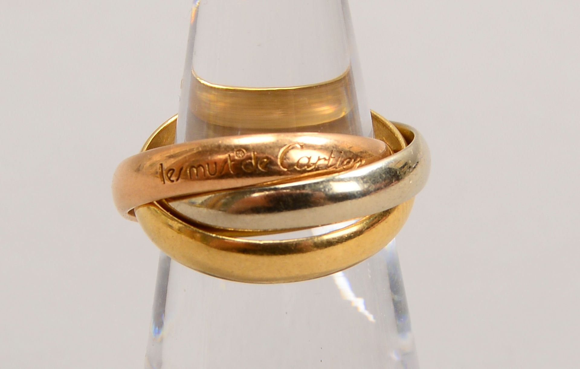 Cartier, 'Trinity-Ring', 750 Gold/tricolor (gest.), klass. Ausf.; RG 51/52, Gew. 7,10 g