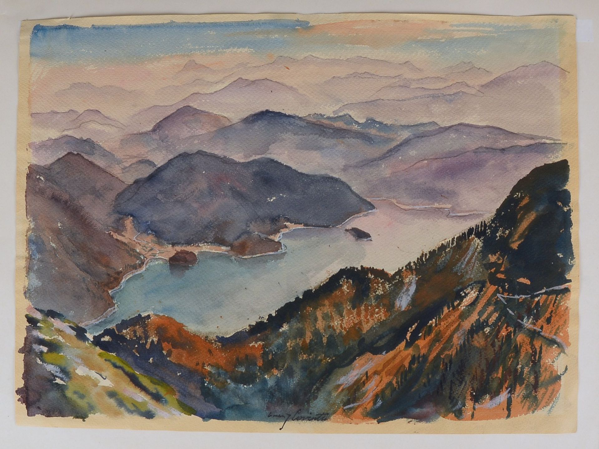 Corinth, Lovis zugeschr., 'Walchensee', Aquarell, sign./dat. '1923', verso bez./gest., unter PP