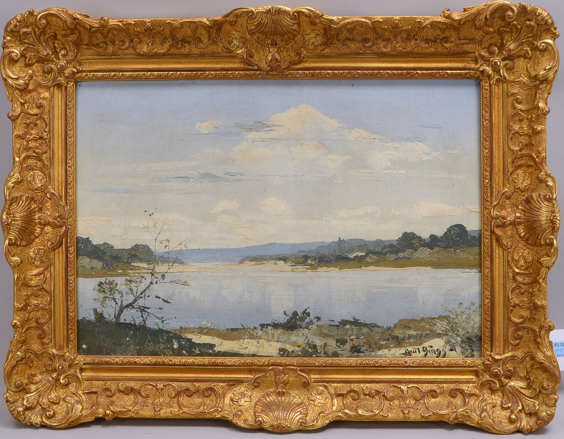 Bingg, Paul, 'Seenlandschaft', Öl/Lw, sign., im Prunkrahmen; Rahmenmaße 55 x 72 cm