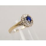 Ring, 585 WG (gest.), mit einzelnem Saphir und Brill./zus. ca. 0,21 ct; Gew. 2,70 g