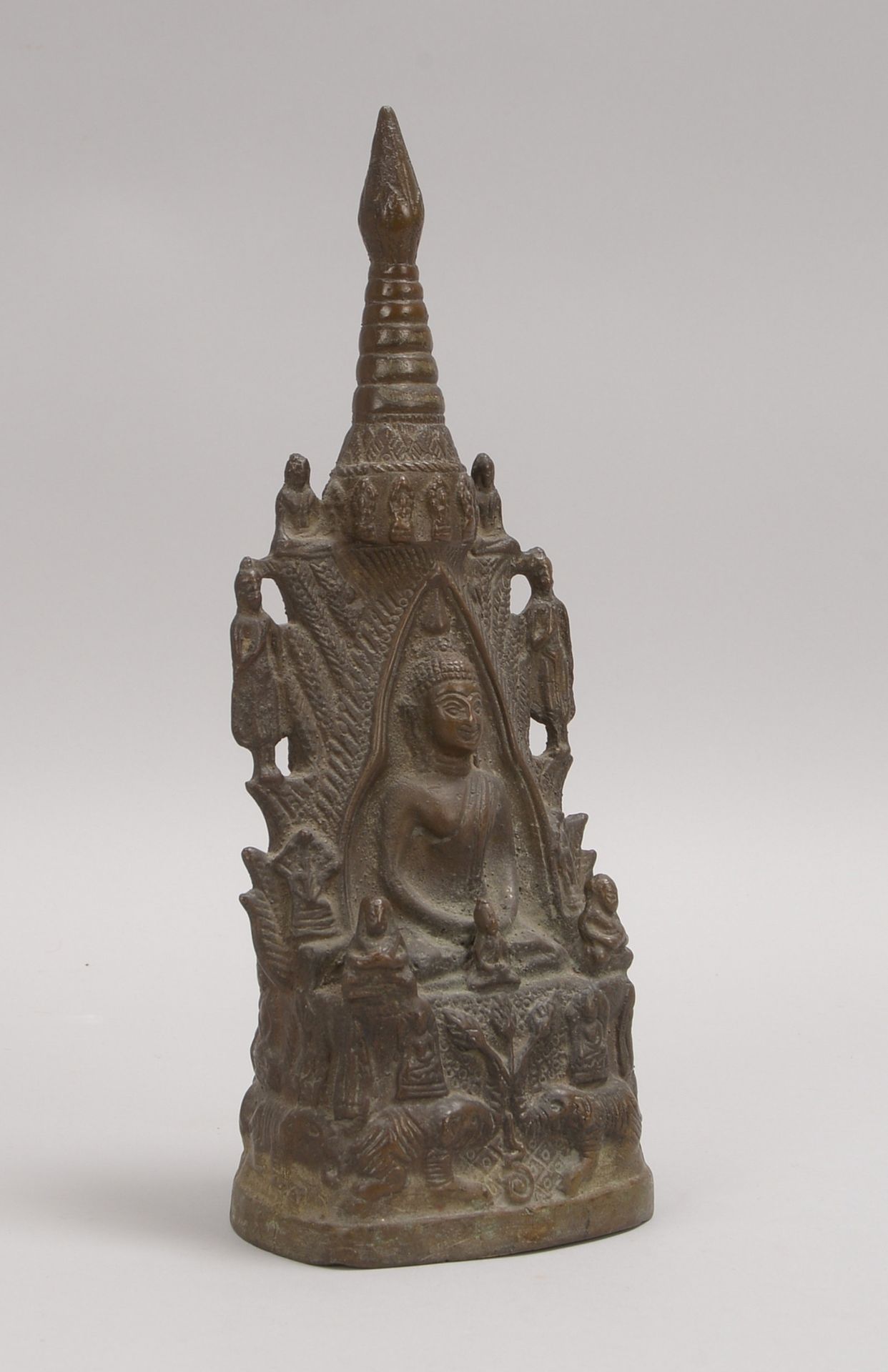 Bronzeskulptur (Indien), &#039;Buddha&#039;, Hohlguss-Figur mit Steinf&uuml;llung; H&ouml;he 31 cm