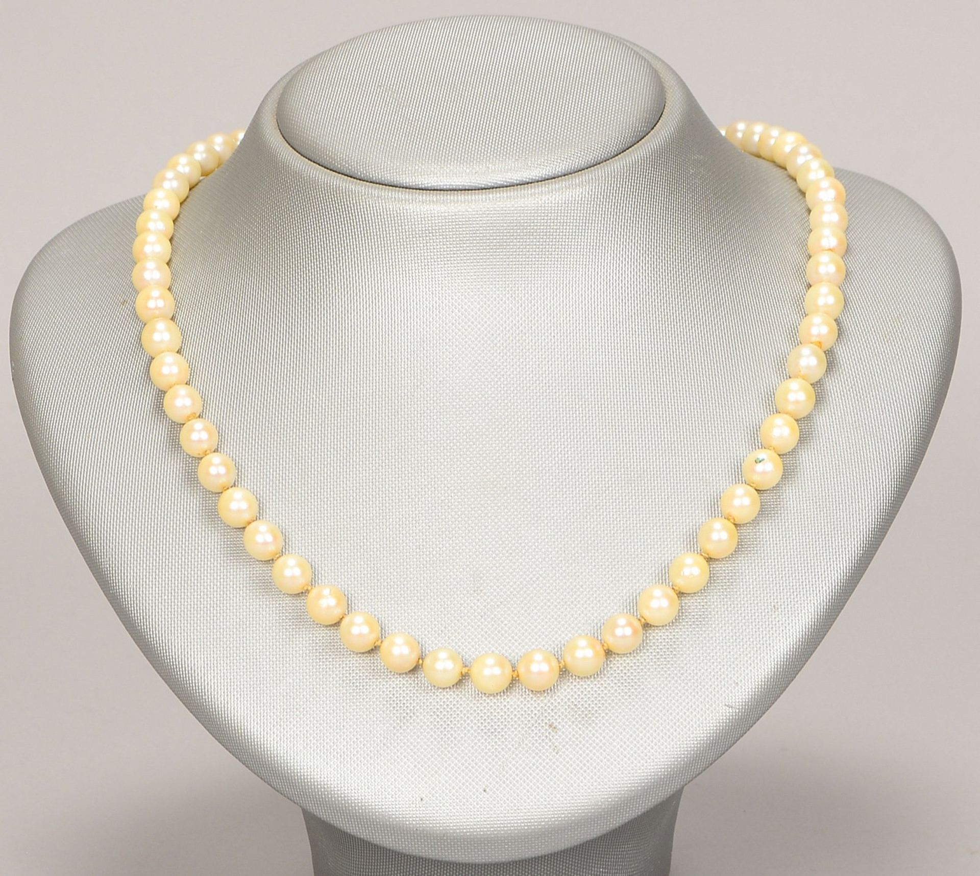 Halskette, mit Perlenbesatz, Kette mit 585 WG-Schlie&szlig;e; L&auml;nge 62 cm