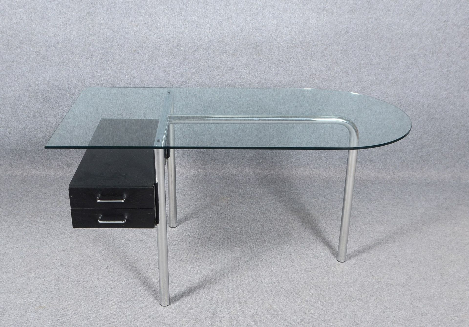 Halifax, Designer-Schreibtisch, &#039;Mirto&#039;, Glasplatte/verchr. Stahlrohr-Gestell, 2-sch&uuml; - Image 2 of 3