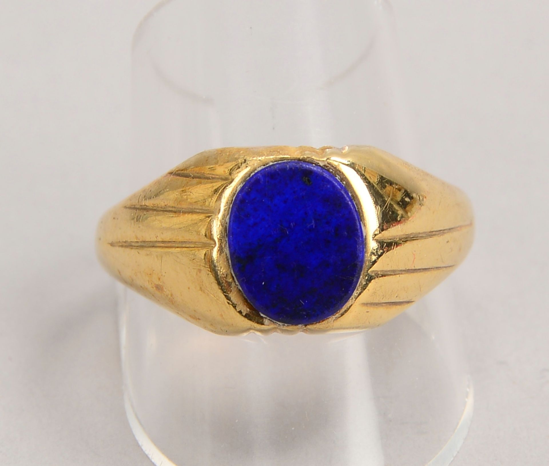 Herrenring, 333 GG (gepr.), besetzt mit Lapislazuli-Platte; RG 65, Gewicht 3,50 g - Image 2 of 2