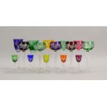 Tischglas-Konvolut, Bleikristall: 10x Weingl&auml;ser, farb. Glas, und 5x Schnapsgl&auml;ser