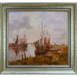 Freyberg, Edgar, 'Fischerboote am Ufer', Öl/Hf, sign.; Rahmenmaße 56,5 x 61,5 cm