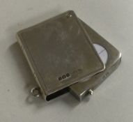 A small rectangular silver hinged stamp box.