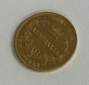 A 'Bun Sydney' shield back 22 carat gold coin.