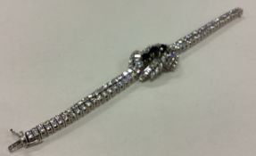 A large diamond two row bracelet with large centra