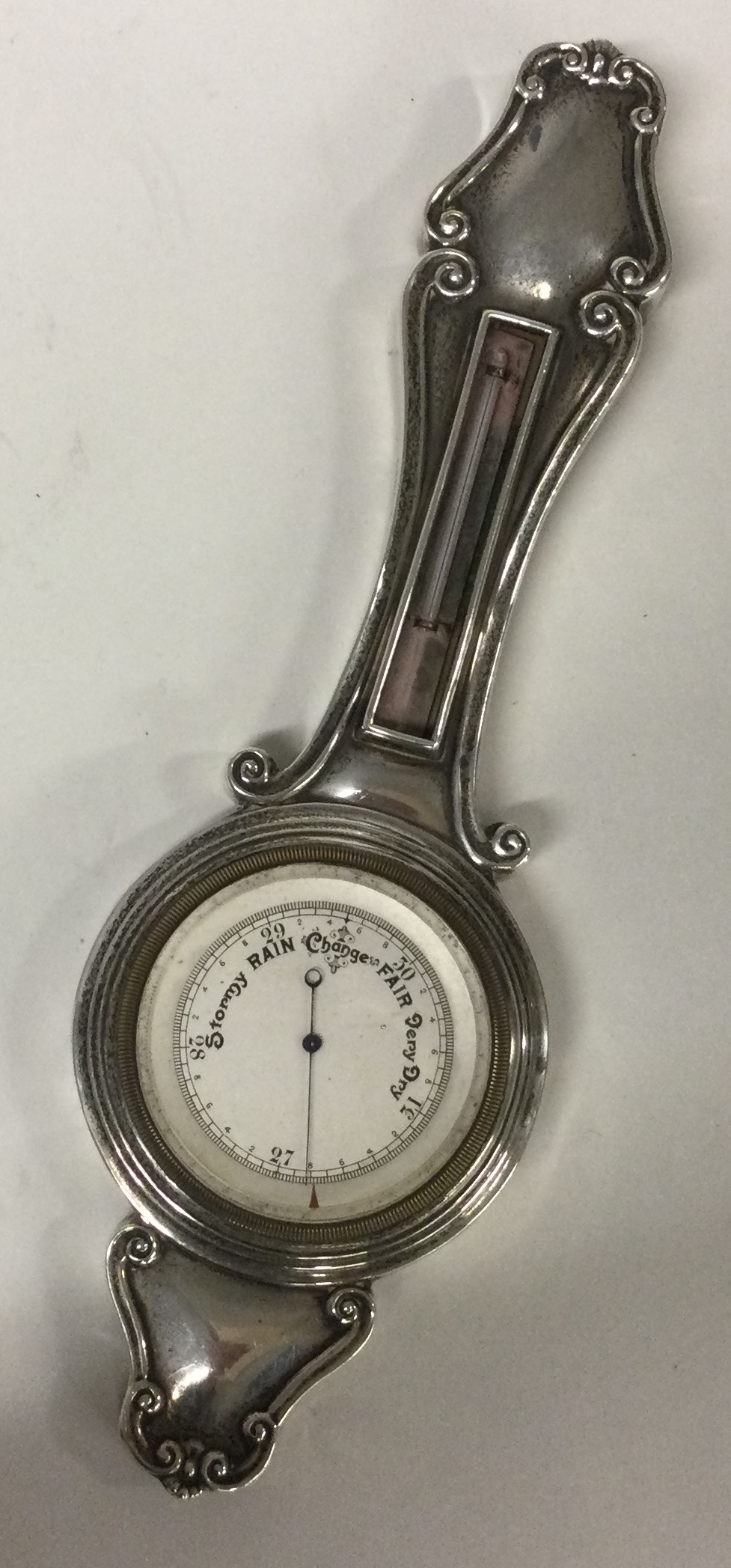 A silver and glass barometer. Birmingham 1901. - Image 2 of 3