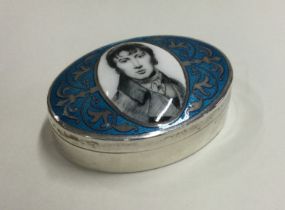 A silver and enamelled commemorative snuff box depicting the portrait of John Constable.