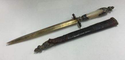 An early silver and MOP sword in case.